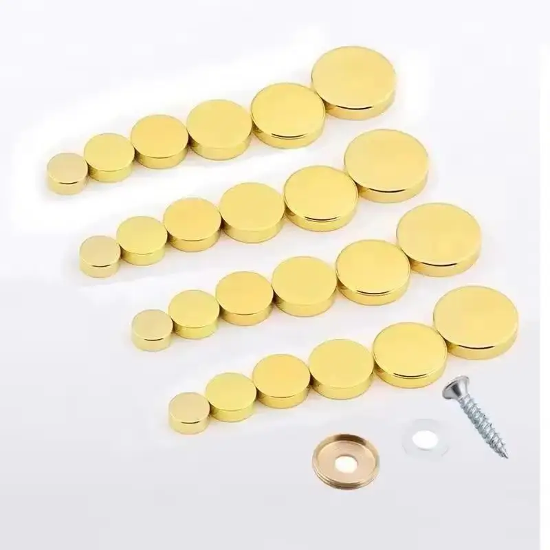 High-end Luxury 200PCS Pure Brass Advertisement Nails Acrylic Billboard Sign Flat Glass Mirror Nails Gold Decorative Cover Caps