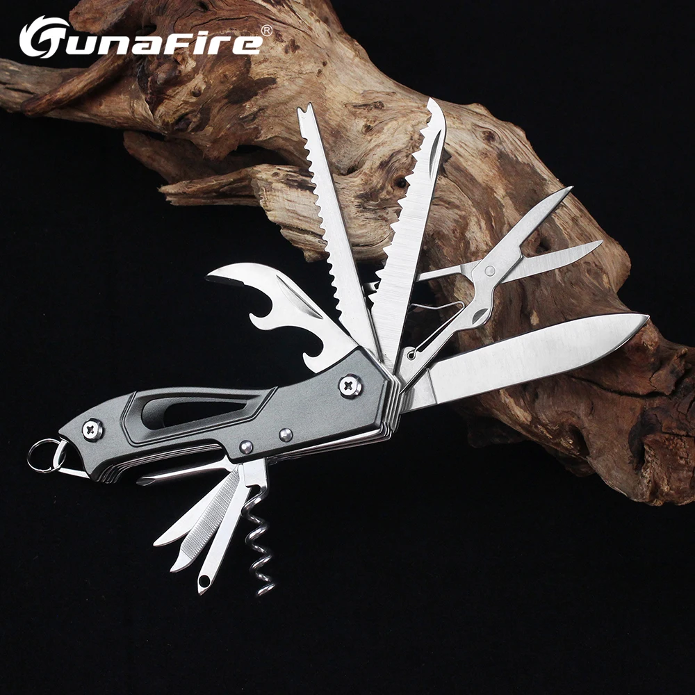 Multitool Folding Swiss Knife Keychain Outdoor Camping Hunting Self defense Pocket Knife Scissor Box Opener Cutter EDC Tool