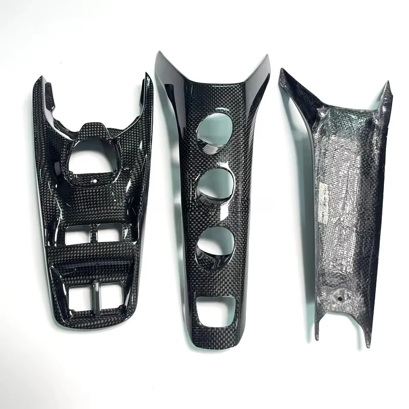عالية الجودة ألياف الكربون الجافة وحدة التحكم المركزية التبديل قاعدة غطاء الزخارف الداخلية أطقم لفيراري 488 GTB العنكبوت اكسسوارات السيارات #2