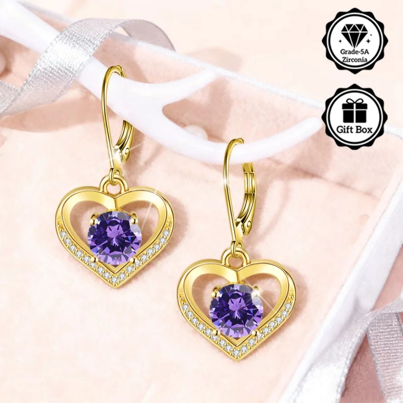 

LAMVOICE jewelry for women/earrings with 2 carat zirconia Hypoallergenic hook earring christmas gift for high quality jewelry