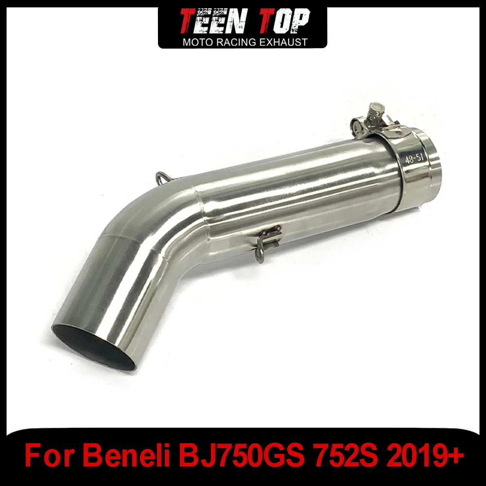 Motorcycle Exhaust 51mm Escape Systems Connection Pipe Modified Slip On For Beneli 752S BJ750GS Middle Link Pipe 2019+ Steel