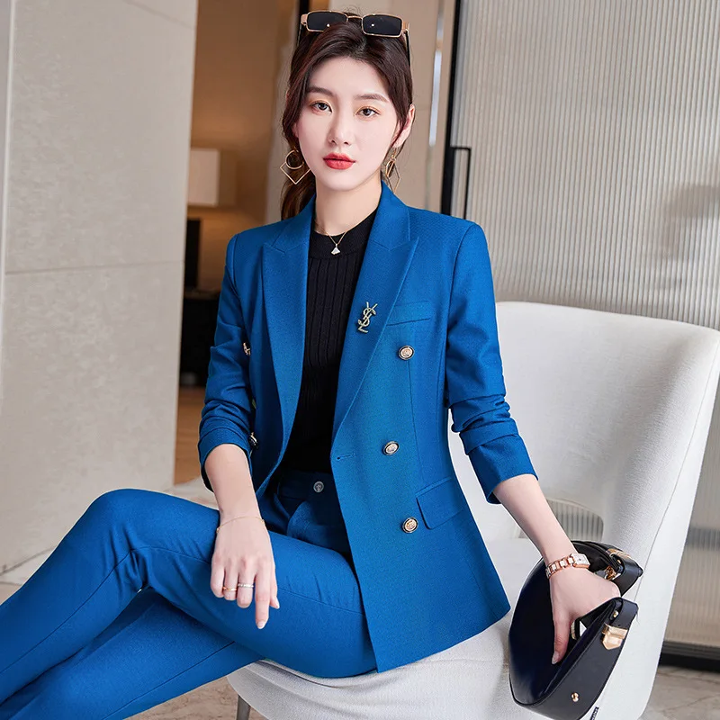 

Formal Women Business Suits Female Pantsuits Trousers Set with Pants and Jackets Coat Professional Ladies Office Blazers