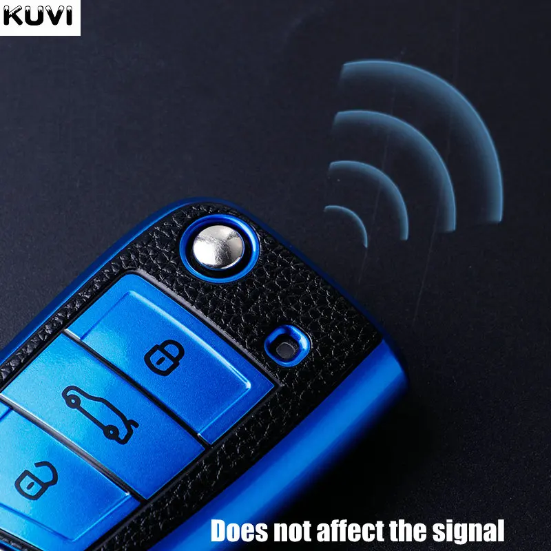 For Volkswagen VW Polo Golf7 MK7 Tiguan for Skoda Octavia Kodiaq Karoq for Seat Ateca Car Key Case Cover Bag Keychain Protector image 6