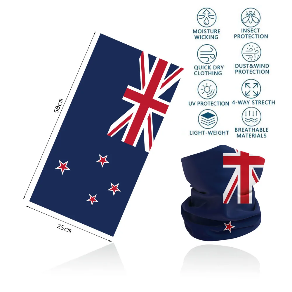 Oceania National Flags Face Bandana Seamless Tube Women Hiking Scarf Australia New Zealand UV Protection Men Cycling Neck Gaiter