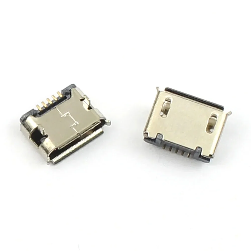 50pcs Micro USB Connector 5P Female SMD SMT DIP 5 Pin Type B Ejector 2 4 Legs Mount Jack Charging Socket Power Plug Port Flat