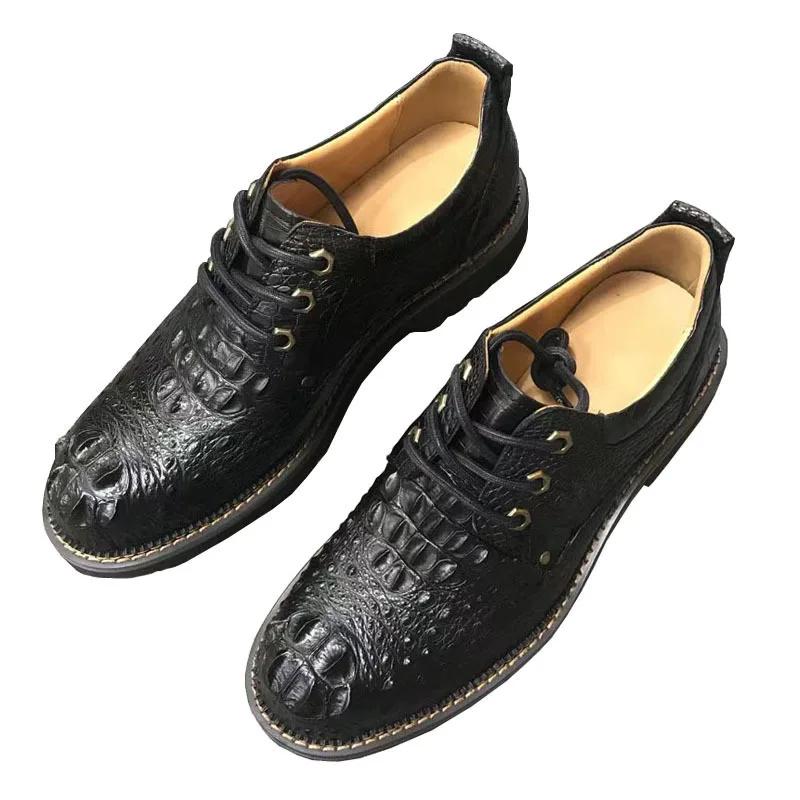 Men Boots New Skin Casual For Men's Lace Up Big Headed Fashionable And Trendy Genuine Backbone Leather Work Formal Shoes Loafers