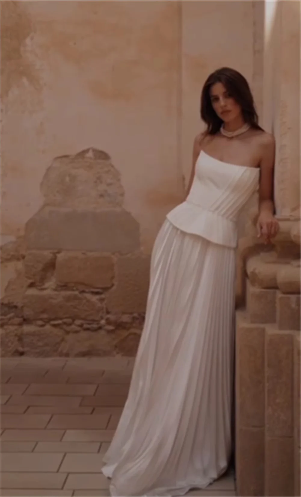 

Women's Strapless Long Prom Dress Elegant Wedding Guests Dress Casual Loose Ruched Maxi Dress Floor Length Elegant Evening Dress