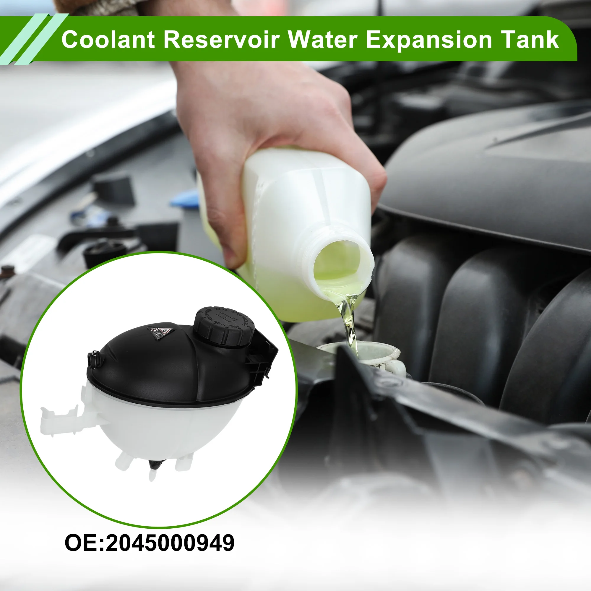 UXCELL No.2045000949 Coolant Water Expansion Tank for Mercedes-Benz C63 for AMG E550 for AMG Heat Resist Coolant Radiator
