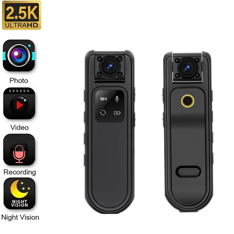 2.5K human body camera, mini camera with back clip, night vision device, sports DV, car mounted DVR, small portable ultra high d