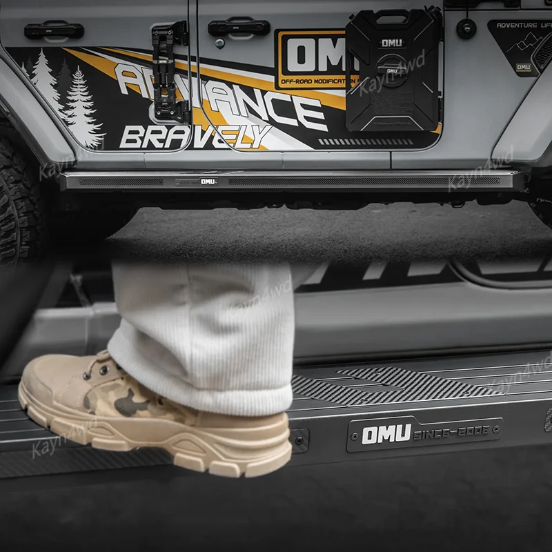 الطرق الوعرة 4x4 الملحقات الخارجية OMU Genesis سلسلة الألومنيوم تشغيل مجلس خطوة جانبية ل 2018-2025 جيب رانجلر JL 4 باب #6