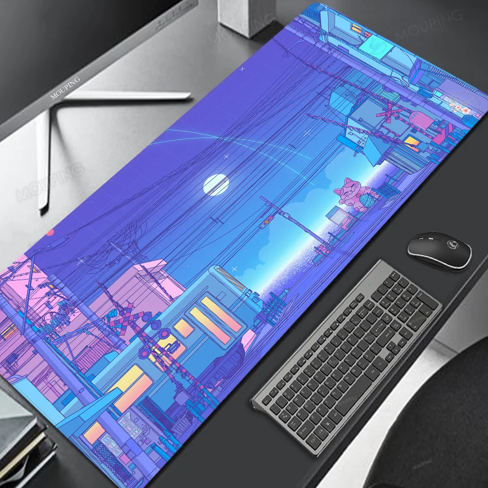 Mouse Pad Blue Kawaii Gaming Pad on The Table Setup Gamer Accessories Anime Mouse Mats Table Mat Mouse Carpet Rug Keyboard Rug