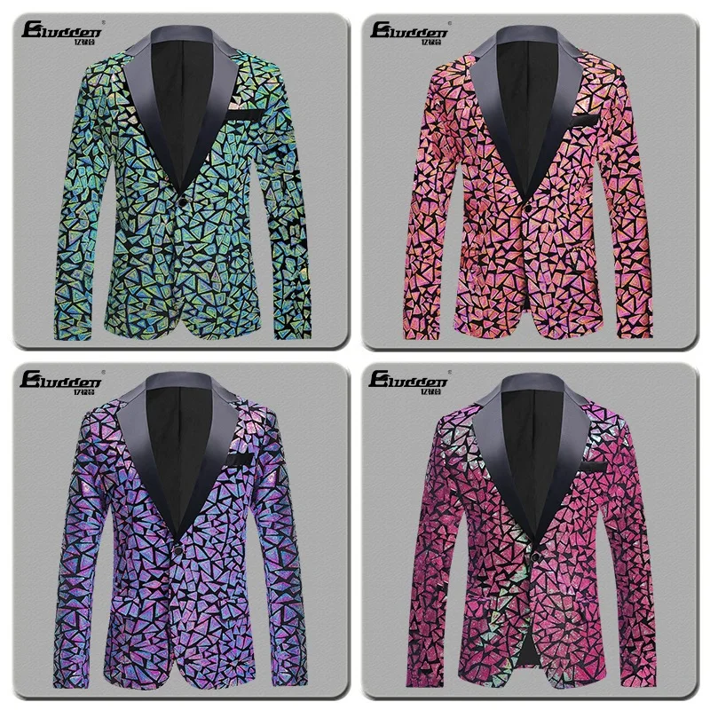 

New Velvet Men's Sequined Performance Dress Singer Host Stage Performance Suit Men's Jacket