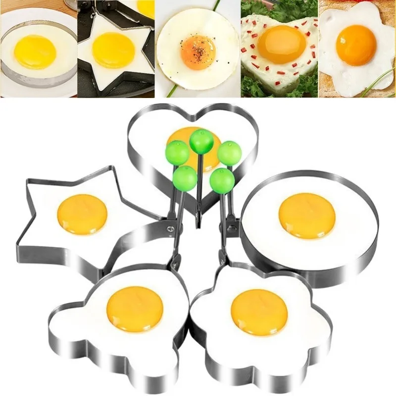 5 Style Suit Stainless Steel Fried Egg Pancake Shaper Kitchen Gadget Rings Omelette Mold Mould Frying Egg Cooking Tools