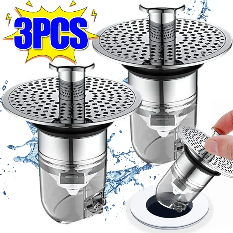 

3/1PC Universal Bathroom Basin Pop-Up Bounce Core Sink Hair Catcher Drain Filter Bathtub Stopper Basin Strainer Bath Accessories