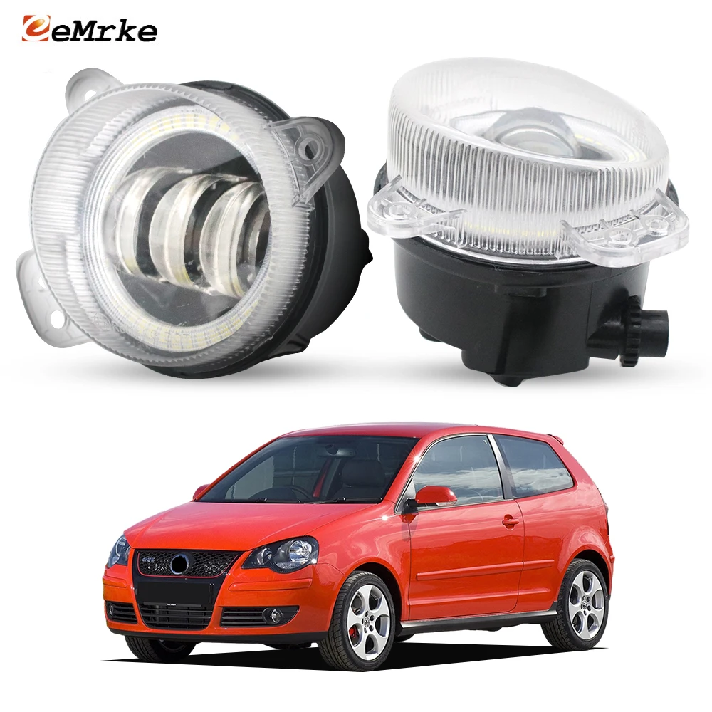 

Led Fog Light Assembly for Volkswagen Polo 9N3 9N4 2006 2007 2008 2009 Angel Eye DRL Ring Daytime Running Lights Car Head Lamp