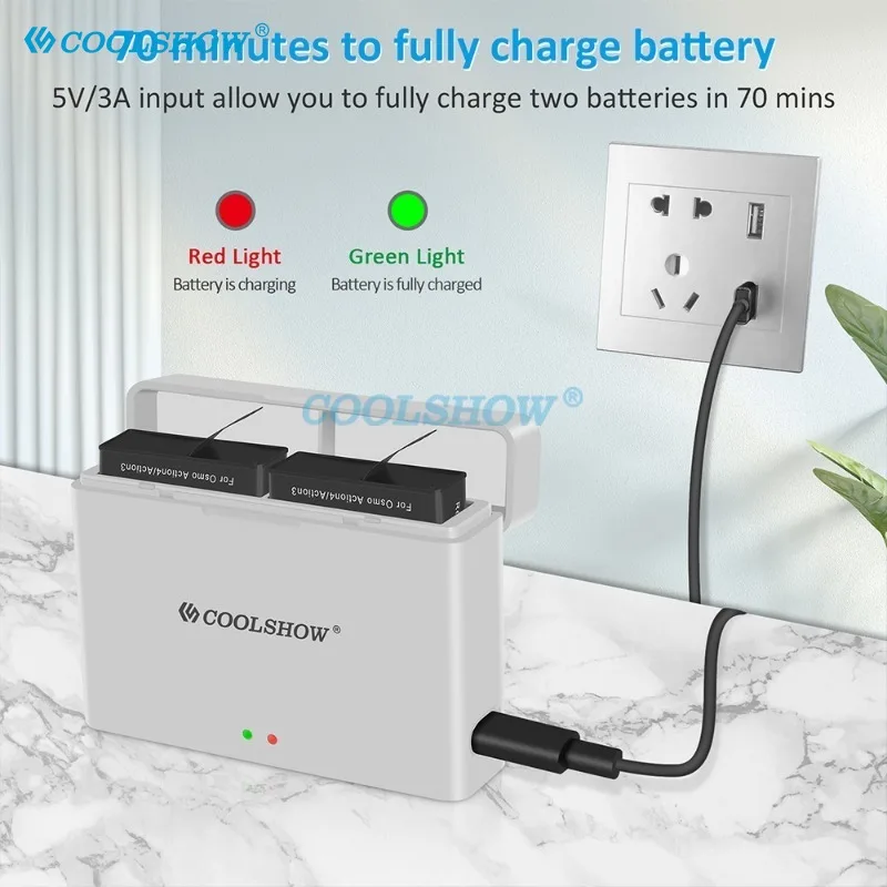 Batería de 1800mah para DJI Osmo Action 3 Action 4, cargador de batería, cámara de acción para baterías Osmo Action4 Action3