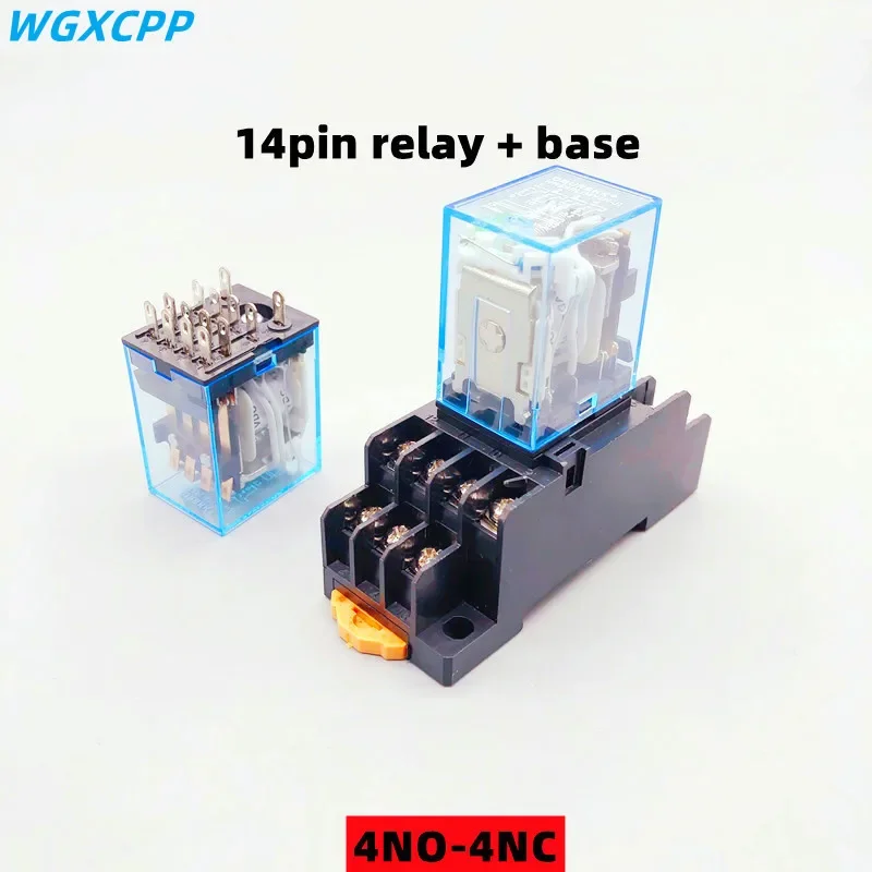 1PCS,MY4NJ,DPDT,Miniature Coil Generalelectromagnetic Intermediate Relay Switch,14Pin,With14A Socket Base,DC12V24V AC110V220V