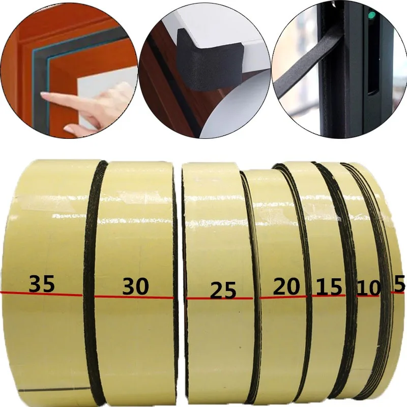 1roll Strong Adhesion EVA Foam Sponge Rubber tape Waterproof window door sealing tape Single Side Foam Anti-Collision Seal Strip