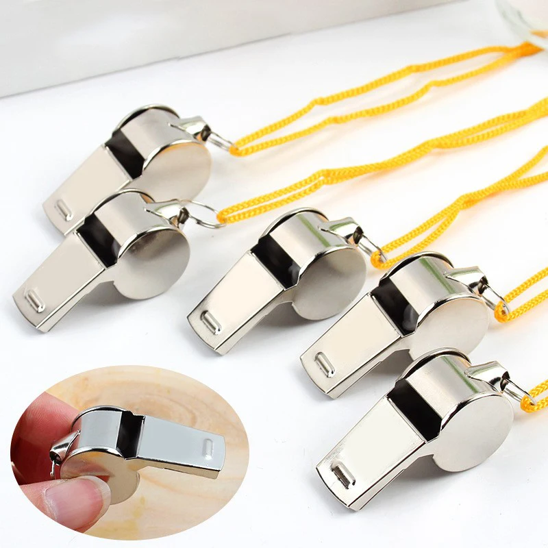 （Summer6）Metal Whistle Referee Sports Rugby Stainless Steel Whistle Soccer Basketball Party Training School Cheerleading
