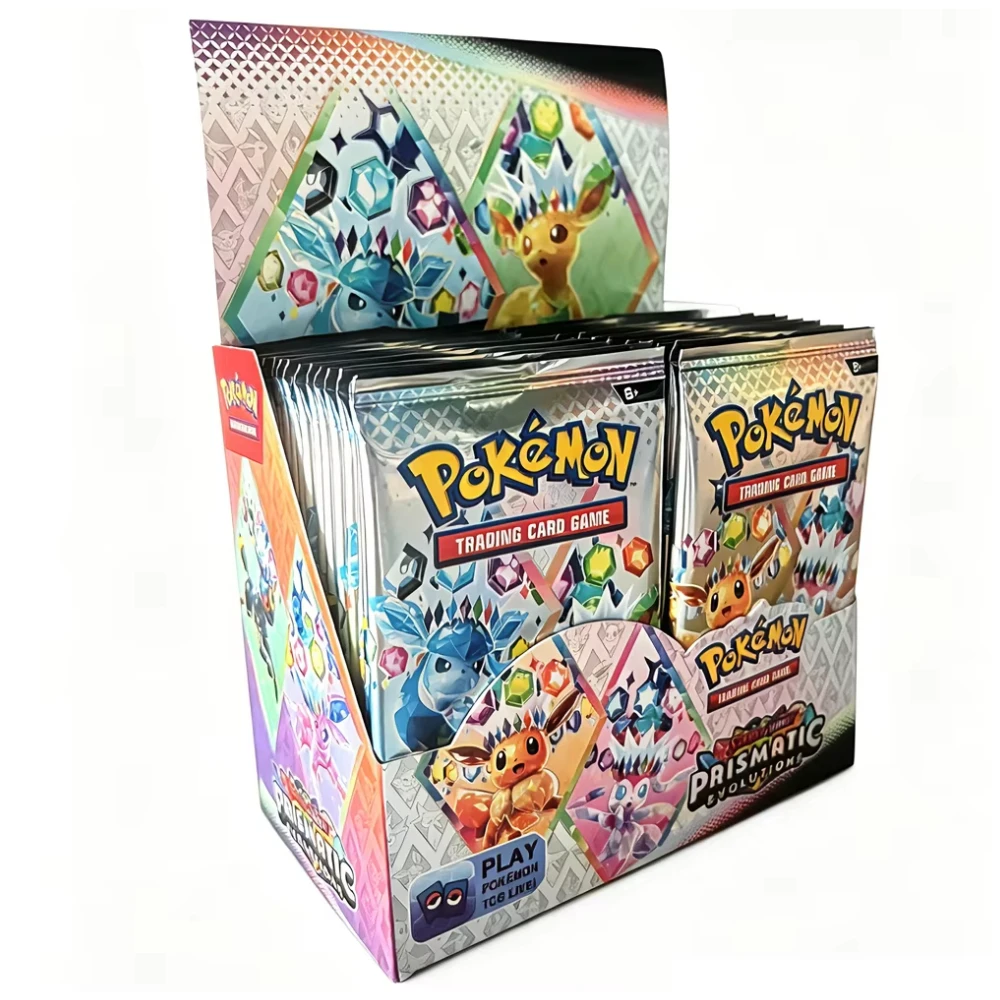 360Pcs Anime Trading Cards Prismatic Evolutions Crystal Eevee English Booster Box Battle Game Collectible Hobby Gift for Kids