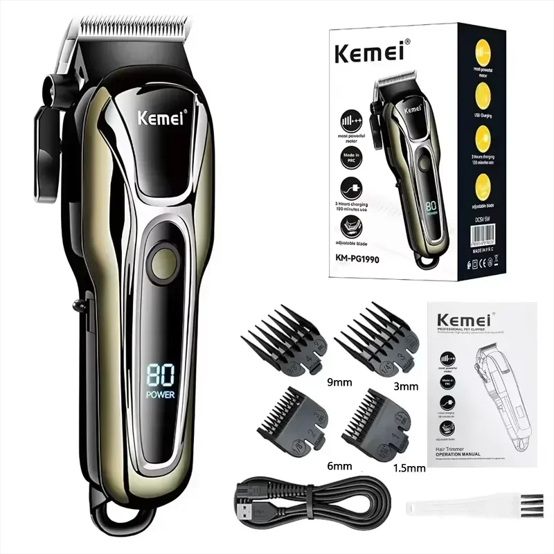 Kemei PG1990A Rechargeable Hair Clipper or Limit Combs Professional Cordless Men Hair Trimmer Men's Hair Cutting Machine Barber image 3