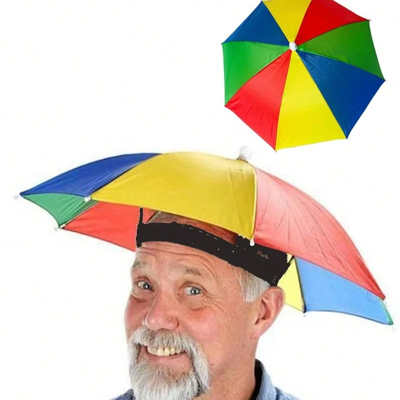 Portable Rain Hat Outdoor Folding Umbrella Fishing Sun Shade Anti-UV Camping Fishing Headwear Cap Beach Head Hats Accessory