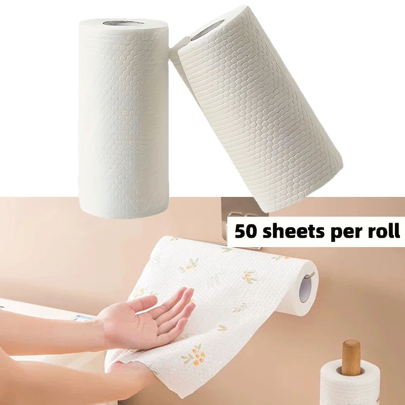 

50Pcs Bathrooms Household Cleaning Cloths Kitchen Cleaning Paper Absorbent Non-Stick Dedicated Slouchy Disposable Dishcloth