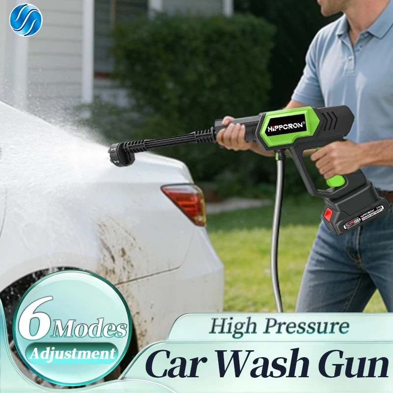 hippcron-high-pressure-6in1-car-wash-water-gun-portable-electric-cleaning-tool-car-home-garden-tool-no-battery-for-makita-18-21v