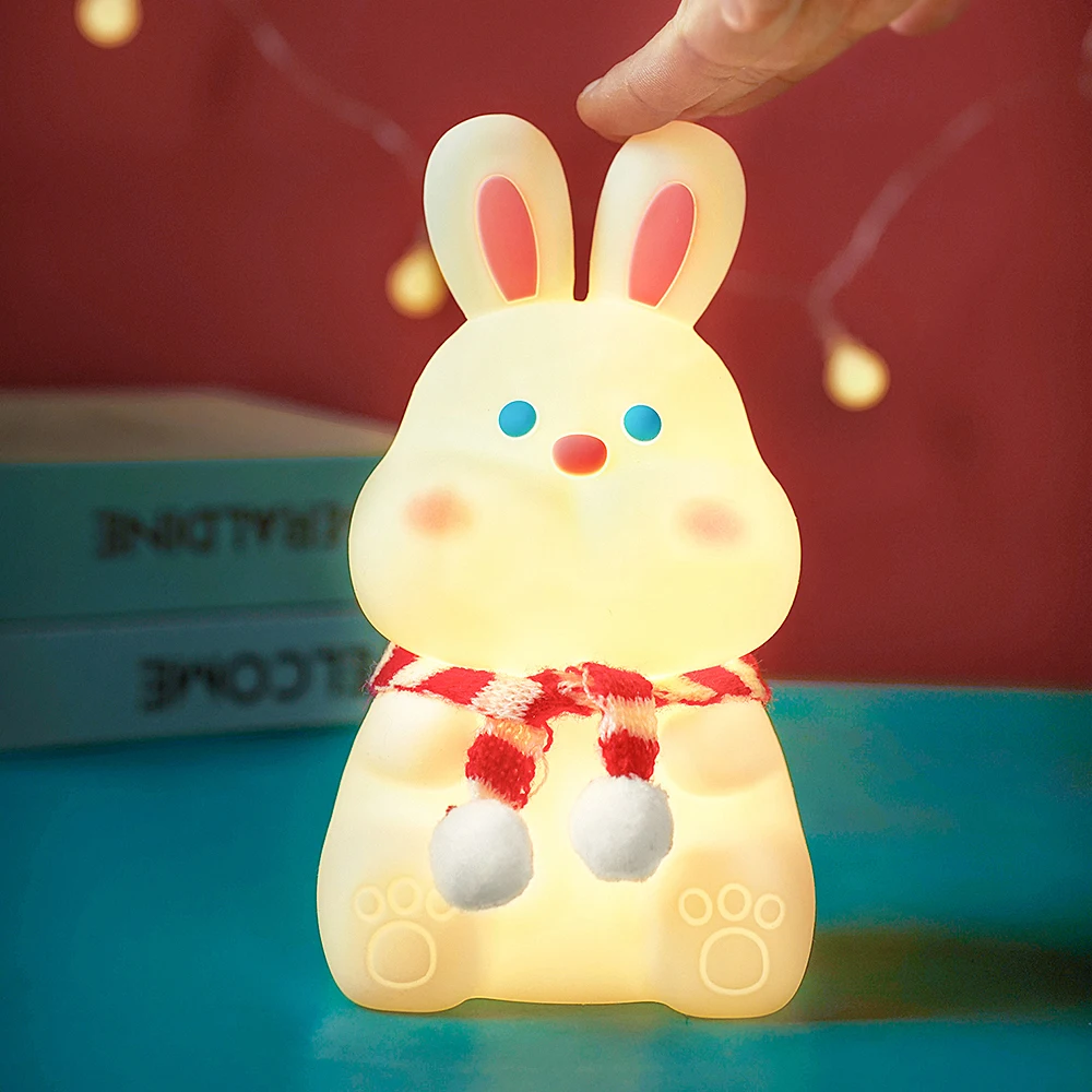 Cute Dudu Rabbit Silicone Night Light ricarica USB Color Bunny Gift Sleeping Light per bambini e studenti