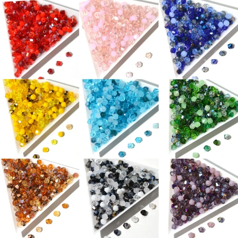 100pcs Multicolor Mixed 4MM Austrian Bicone Crystal Beads Loose Spacer Beads for Jewelry Making DIY Bracelet Necklace Wholesale