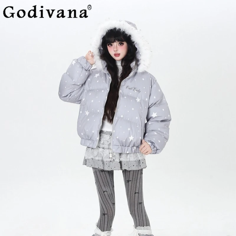 Parkas chauds à capuche épais pour femmes, veste courte ample en coton à manches longues, Parkas Lolita de Style japonais, hiver