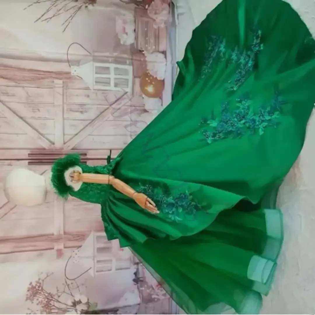 CustomizedGreen Flower Girl Dress Tulle Lace Appliques Sleeveless Dresses For Wedding Birthday Party Baby Cute Customized Ball G