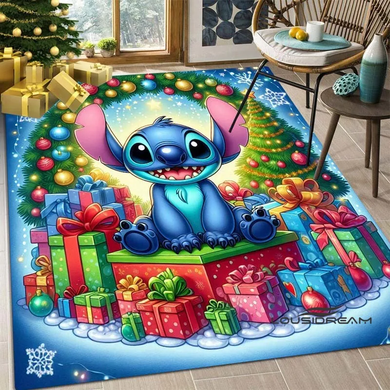 2025 New Christmas Disney Lilo & Stitch Carpet Home Decoration Non-slip Carpet Bedroom Bedside Living Baby Crawling Mat