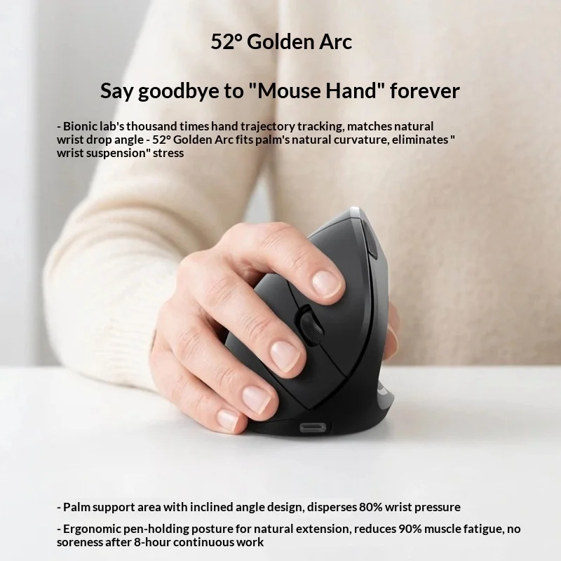 TECKNET Vertical Ergonomic Wireless Dual Mode Mouse Rechargeable Silent Long Battery Life Office Computer Mice For Laptop PC Gam