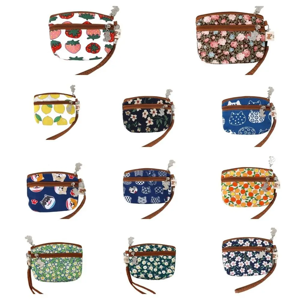 Multifuctional 노인 꽃 동전 지갑 레트로 코튼 미니 캔버스 보관 가방 한국 스타일 카드 홀더 작은 메이크업 립스틱 가방