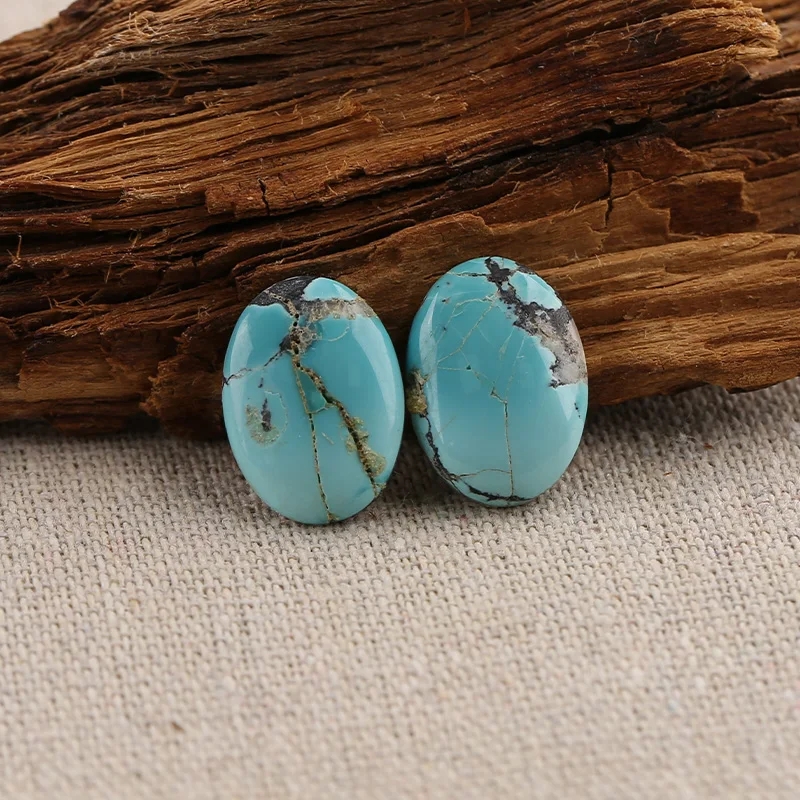 

B&F Turquoise Oval Earring Beads, Handmade Natural stones beads, Polished Stones for jewelry Making Supplies