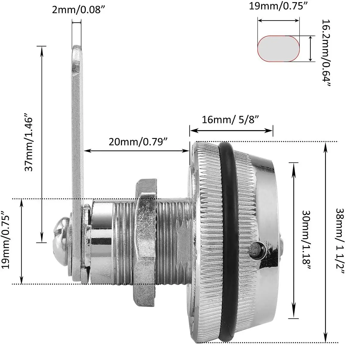 Combination Cabinet Cam Lock, Password Coded Lock, Cylinder Chrome Finish for 0.3-0.9 inch Cabinet Deposit Box Mailbox view 5