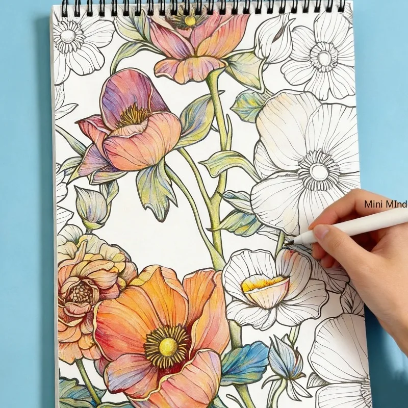 A Garden Flower Copying Picture Book, Containing Various Flower Themes/garden Landscape Themes, Calm Stress Relief Graffiti Book