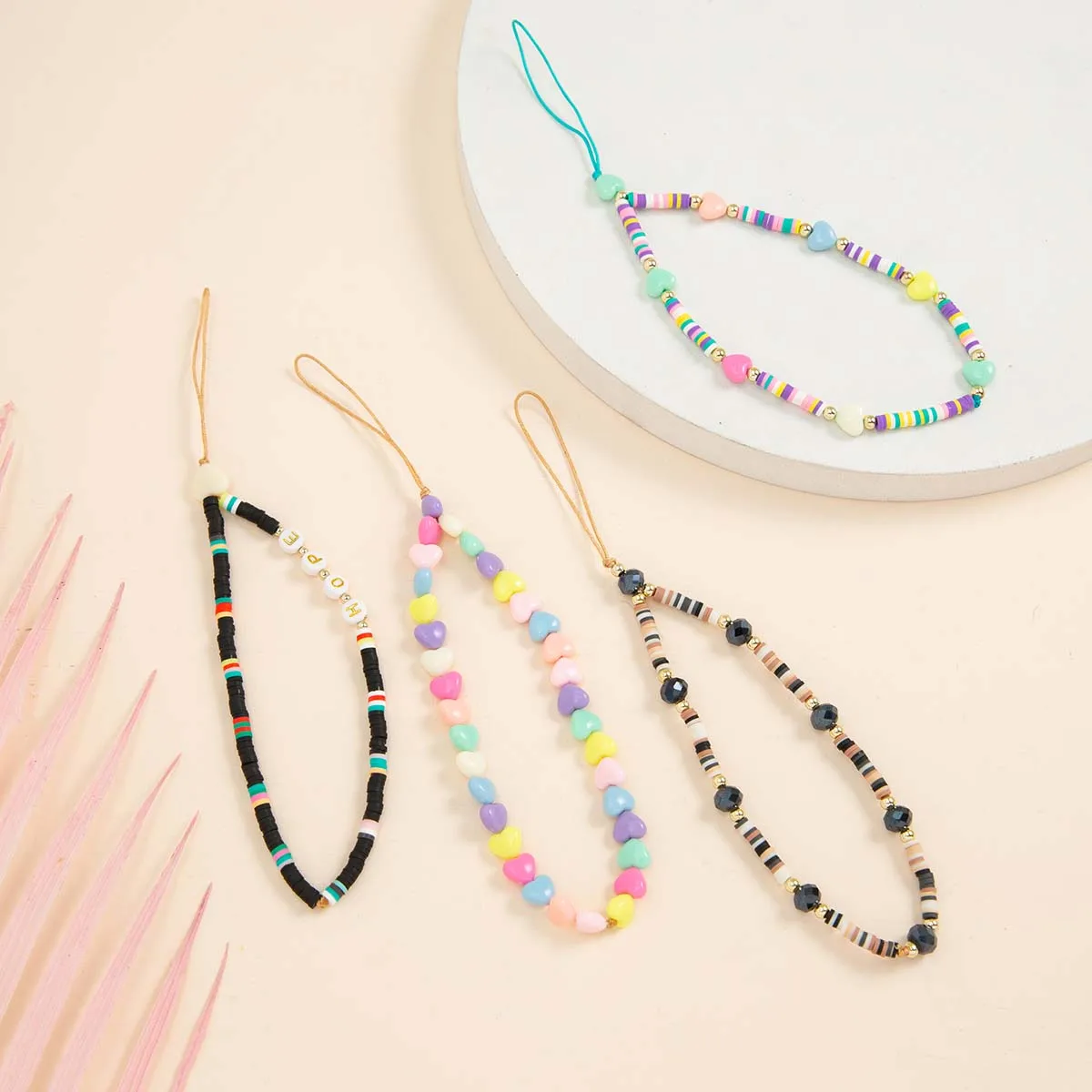 Handy band Silikon Perlenkette Blume Anhänger weiche Keramik Perlenkette für Handy Fall hängende Schnur Halskette Lanyard