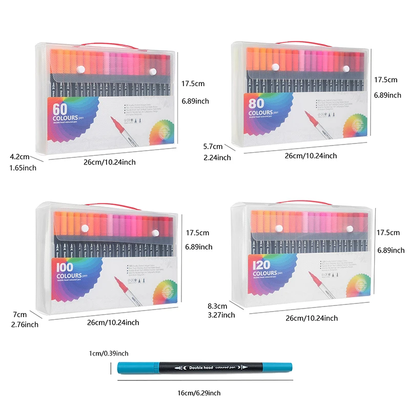 60/80/100/120 Double-Pointed Coloring Markers Set for Professional Manga Art Supplies Ideal for Drawing, Coloring and Highlights