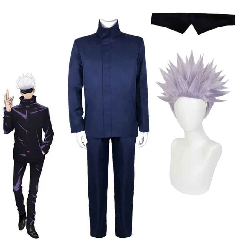 Anime Jujutsu Kaisen Gojo Satoru Cosplay Kostüme Top Hosen Halloween Party High School Uniform Set