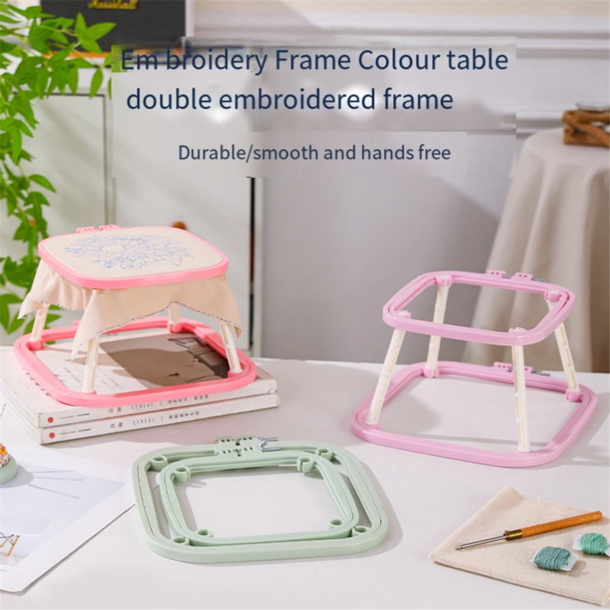 Cornici artigianali fatte a mano da tavolo con supporto per ricamo in ABS a doppio strato HW per cammina, ricamo francese C