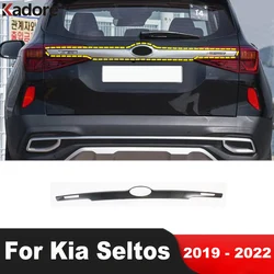 Rear Trunk Lid Cover Trim For Kia Seltos 2019 2020 2021 2022 Carbon Car Tailgate Molding Garnish Strip Exterior Accessories