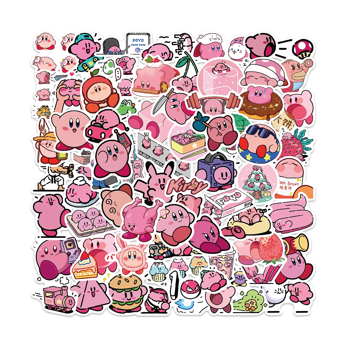 65PCS spoof kirby super star funny cartoon personality Doodle DIY phone suitcase notebook waterproof decorative stickers