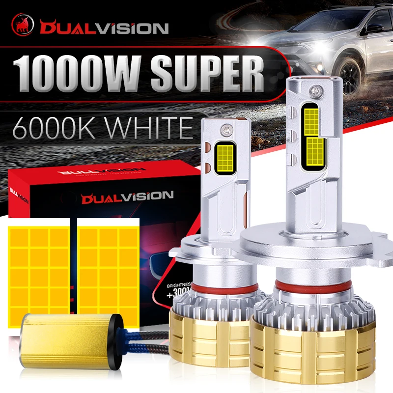 

Dualvision 1000W H4 LED Canbus H7 H11 H1 HB3 9005 HB4 H8 HIR2 9012 H8 H9 Car Headlight Bulb 30PCS 9084 CSP 2X Motor Lamp 12V 24V