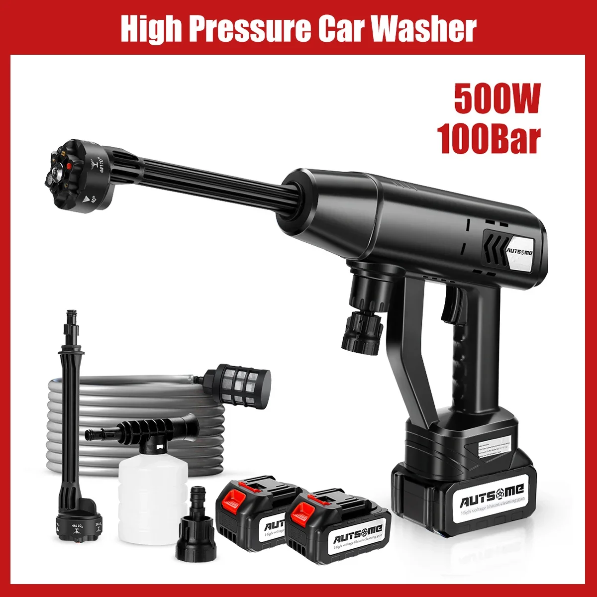 for 500W Cordless High Pressure Car Washer Cleaner Washing Spray Gun Electric Water Gun Foam Machine for 18V Battery