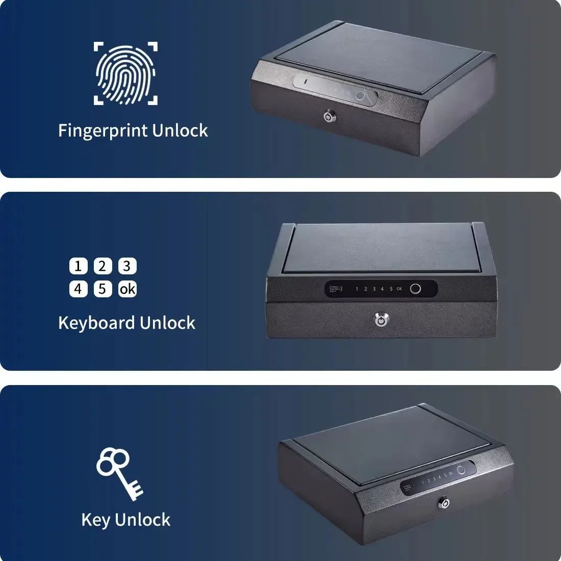 Imagem -05 - Cofre com Fingerprint Gun Seguro para Casa e Carro Caixa de Segurança de Munição Proteja Seus Valores