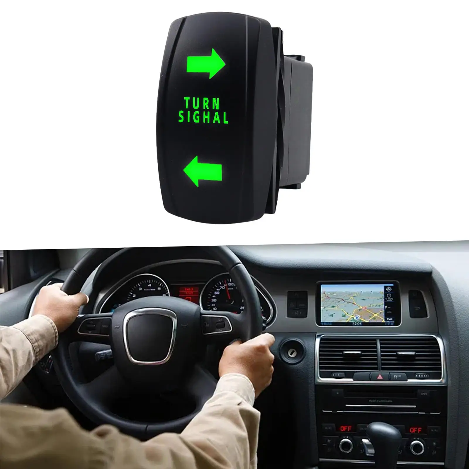 12V 20A Turn Signal Switch for Automobile RV Camper with Blue Green Rocker Toggle Overcurrent Overheat Protection