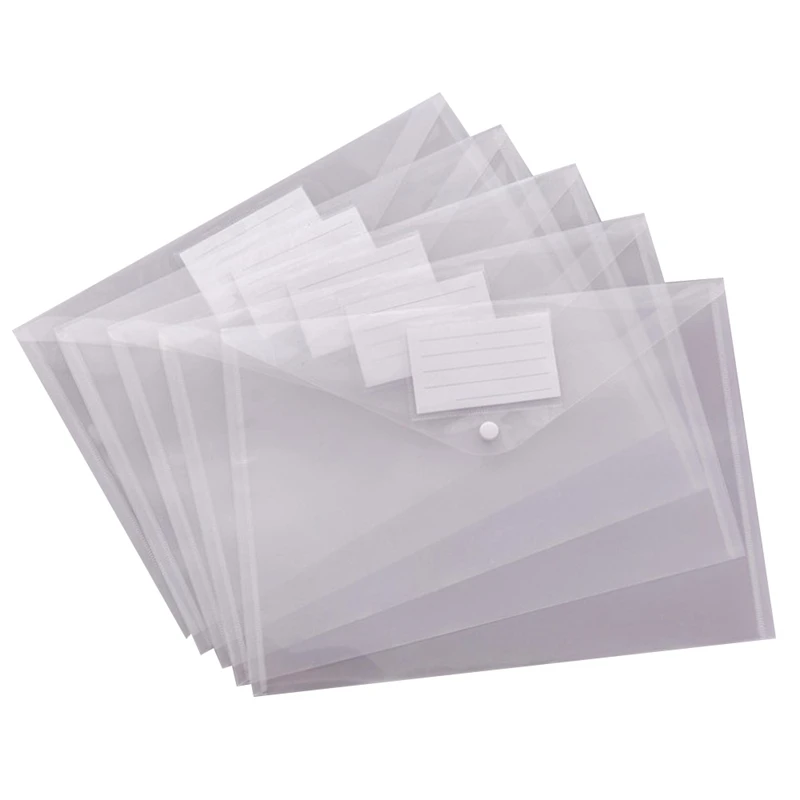 30 Pack Clear Plastic Envelope With Snap Closure Folder Document Folders A4 File Envelopes With Label Pocket For School