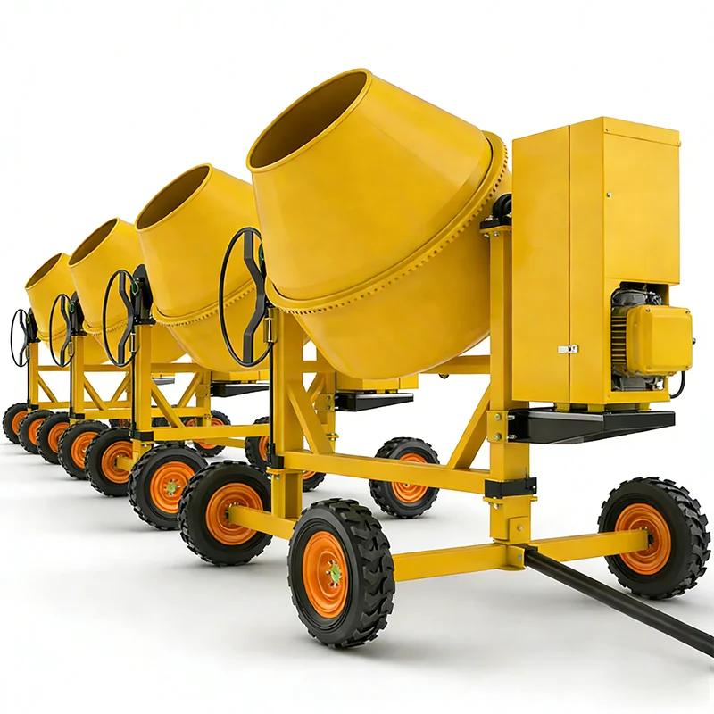 Mezcladora de Concreto Diésel de 400L/500L, Mezcladora de Cemento Portátil con 4 Ruedas, Mezcladora de Concreto Móvil para Obras de Construcción